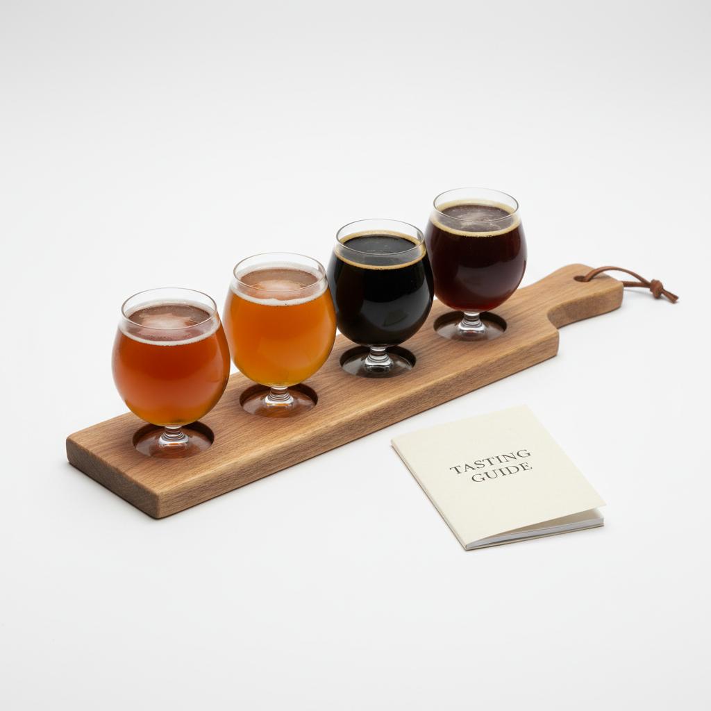 Kit Dégustation Bière — 4 Verres Craft avec Socle en Bois